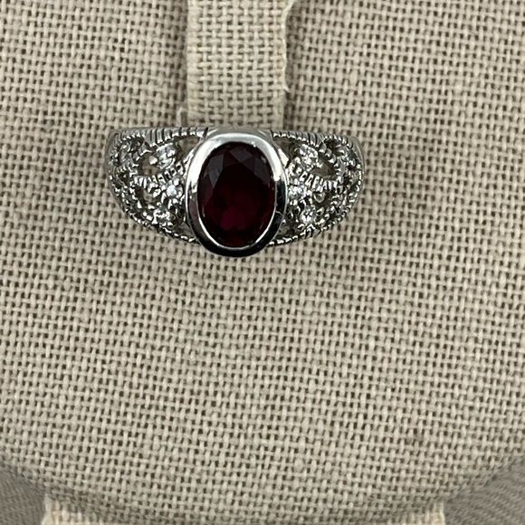 Vintage 925 Sterling Silver Red Oval Ring - Size 6, 4.1g - Picture 5 of 17